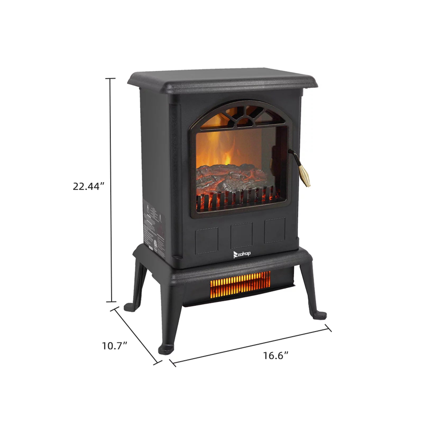 16.6" Freestanding Infrared Space Heater with Realistic 3D Flame Effect Z9191