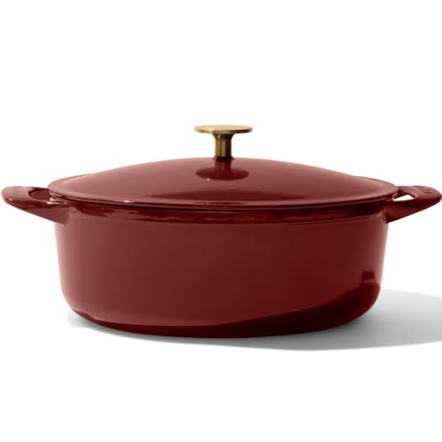 Oval Dutch Oven 7.5 Quart Ruby Red Enameled Cast Iron Induction Compatible F7533