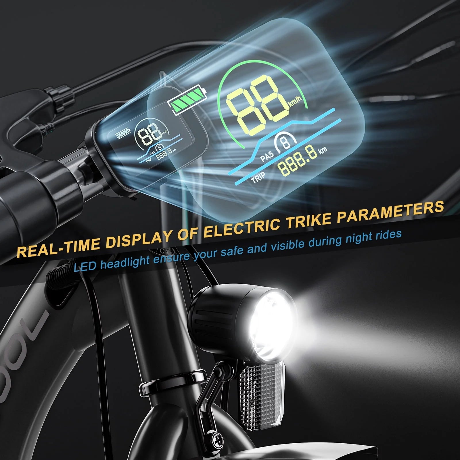 Adult Electric Tricycle, 3 Wheel Electric Bike, 7-Speed, Removable Lithium Battery H532