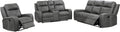 3-Piece Upholstered Motion Reclining Sofa Set Grey S4353