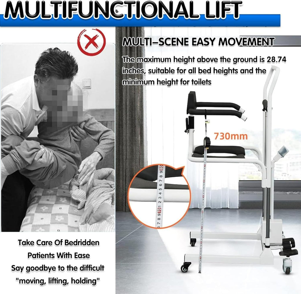 Electric Patient Lift Transfer Chair with 180° Split Seat and Bedpan H856456