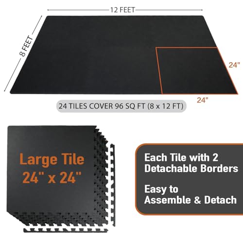 0.56in Thick 24 Sq Ft Interlocking Rubber Top EVA Foam Exercise Mats K432746