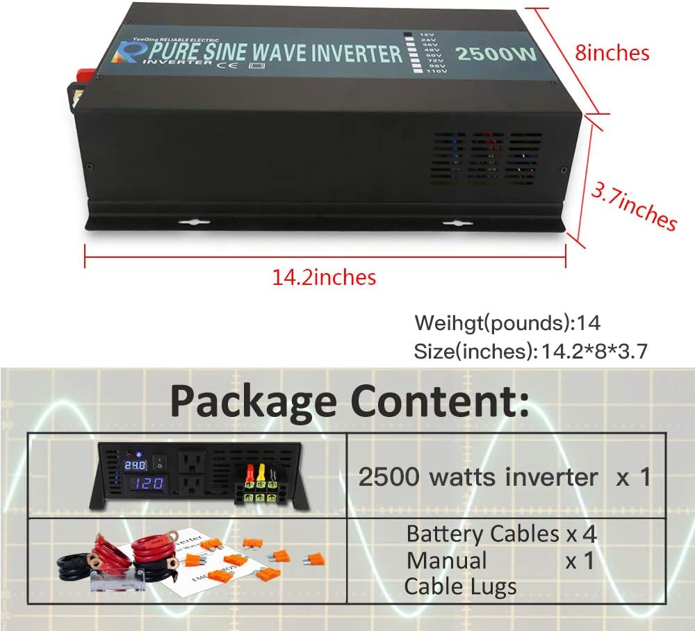 2500W 24VDC to 120VAC Pure Sine Wave Inverter T81347
