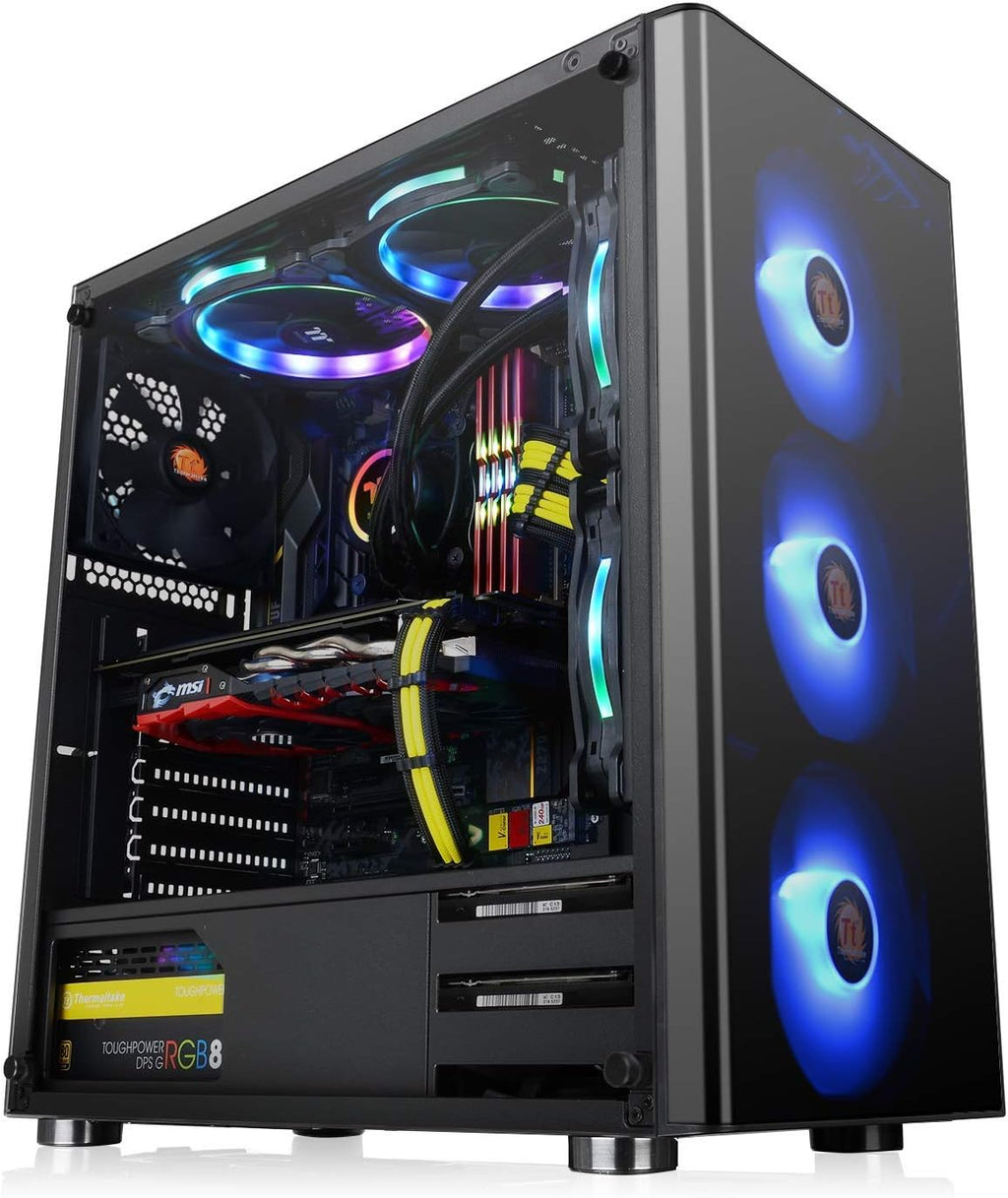 Tempered Glass ATX Mid-Tower Chassis with 3 120mm RGB Fan + 1 Black 120mm Rear Fan I4830
