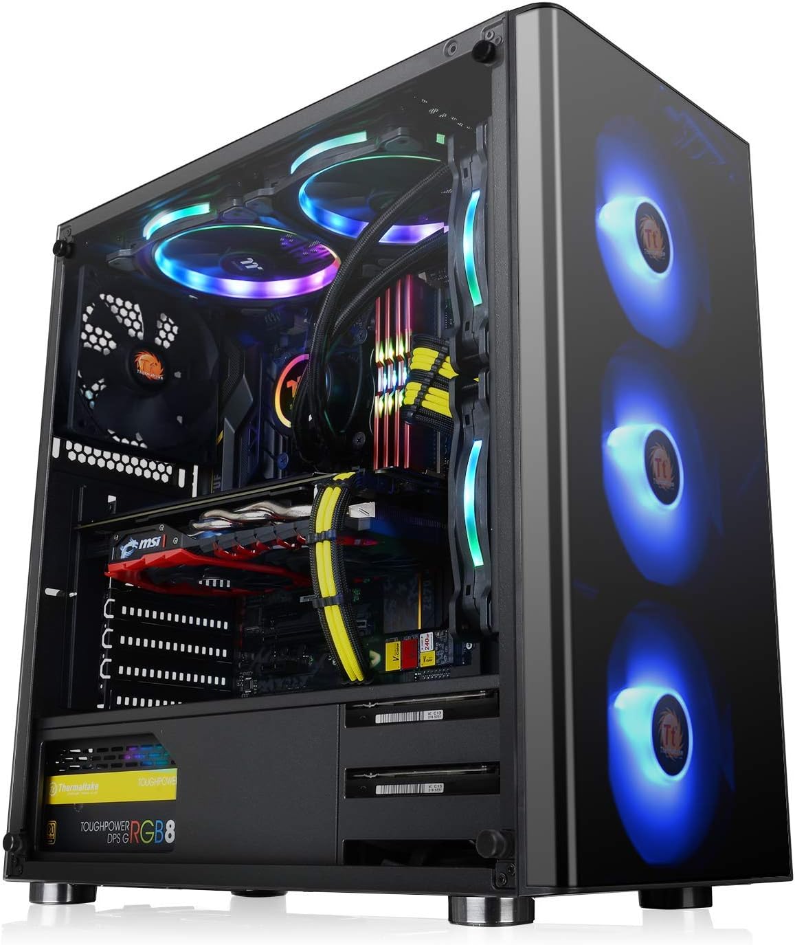 Tempered Glass ATX Mid-Tower Chassis with 3 120mm RGB Fan + 1 Black 120mm Rear Fan I4830