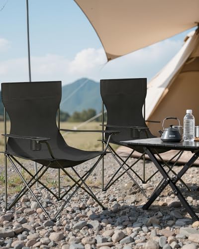 Black Reclining Camping Chair with Removable Footrest L840664