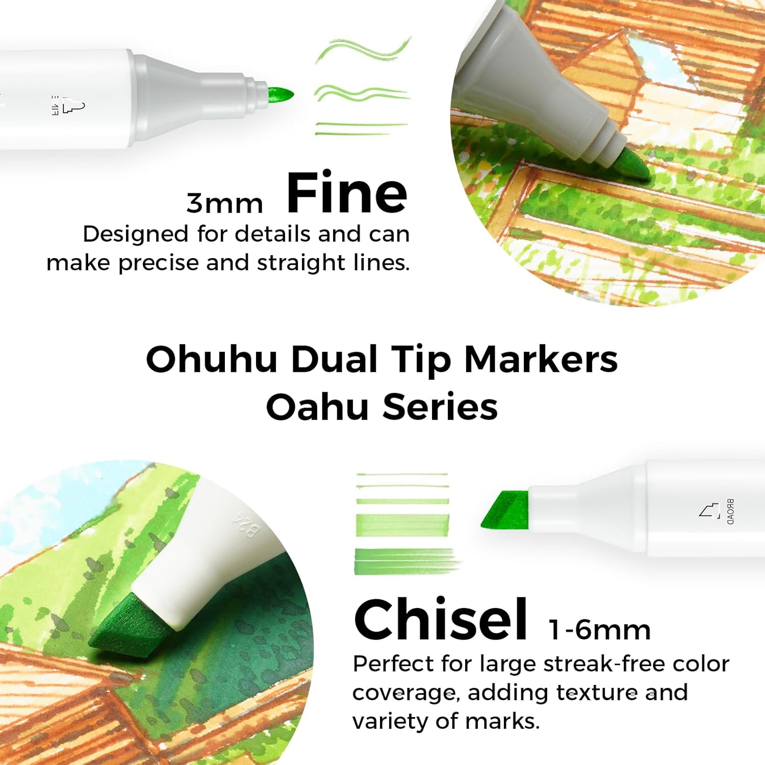 40 Colors Alcohol Markers with Chisel & Fine Dual Tips C814004