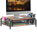 Brown Desk Monitor Stand Riser with Drawer E744730
