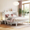 White Queen Wooden Murphy Bed with Desk Board and Removable Shelves O868387