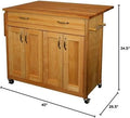 Brown Hardwood Drop Leaf Kitchen Island Q408