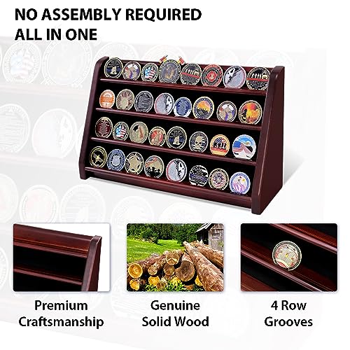 Black 5 Row Wooden Coin Display Case Holds 50 Coins B85589