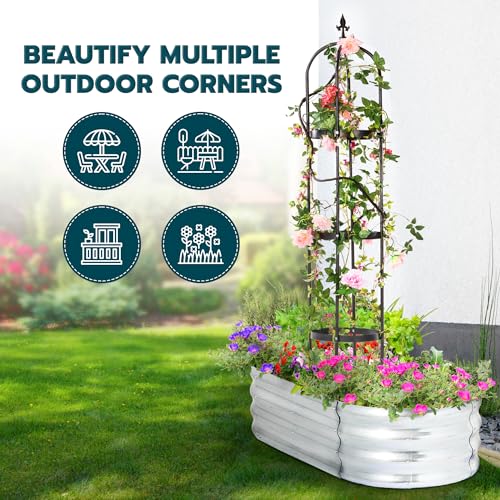 6ft Black Metal Obelisk Trellis for Climbing Plants Z31614