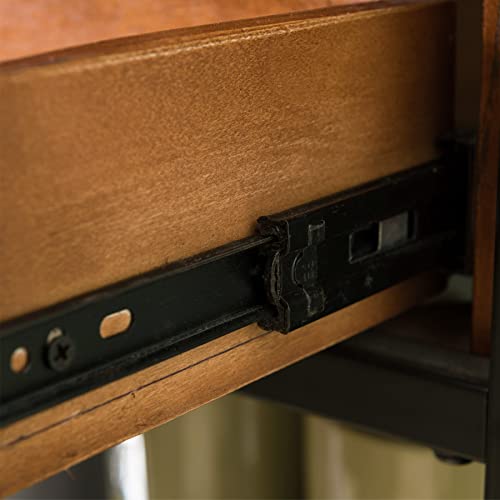 Rustic Bookcase with Drawer Storage, 12" D x 30" W x 50" H, Mission oak/matte black P6001