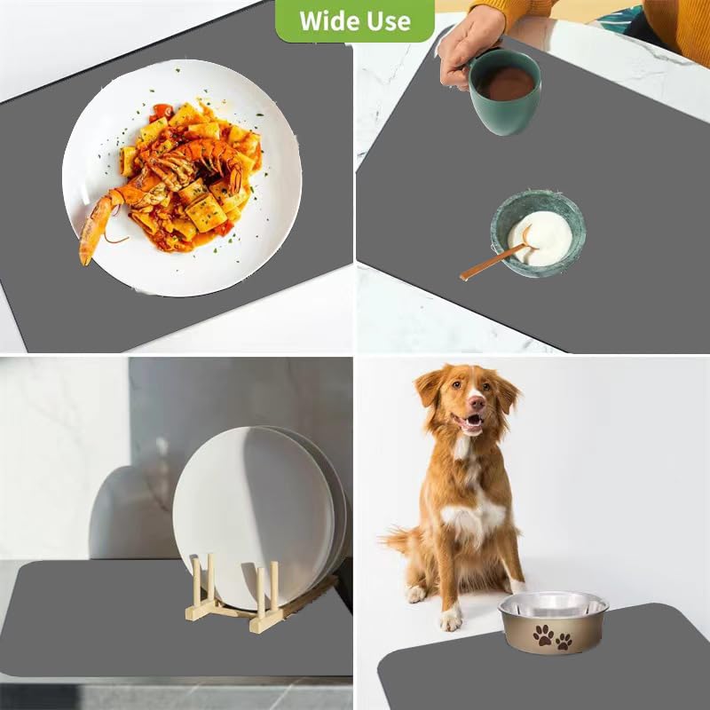 Marble Coffee Bar Mat Dish Drying Mat, 11.8"x15.7" Diatomite Non-slip Rubber Backed Quick Drying Dish Mat Q422