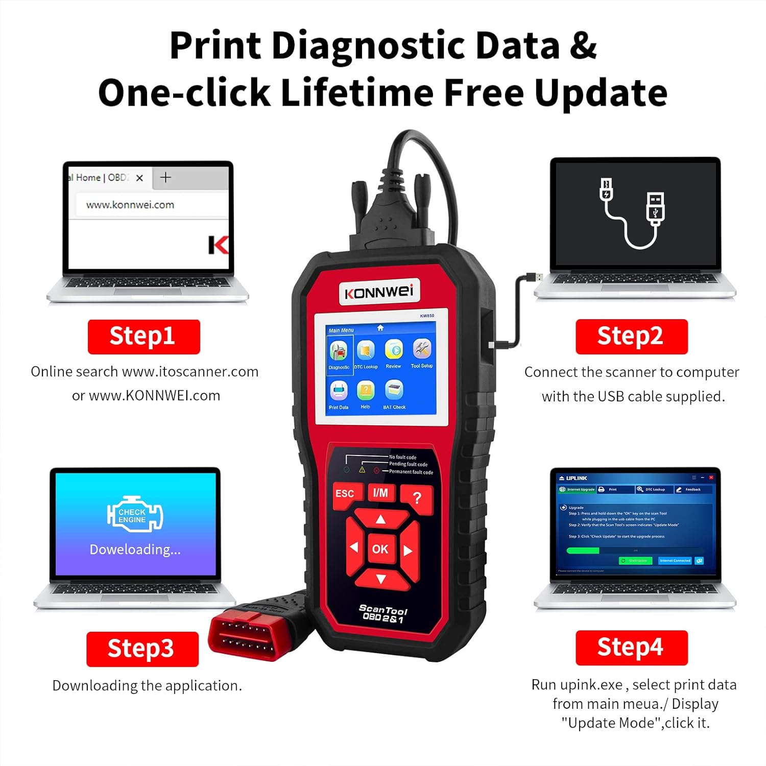 OBD II Scanner Diagnostic Scan Tool Pack of 2 U460042