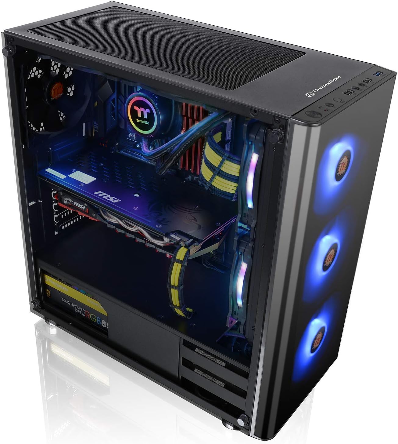 Tempered Glass ATX Mid-Tower Chassis with 3 120mm RGB Fan + 1 Black 120mm Rear Fan I4830