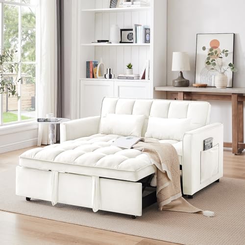 Black Velvet Convertible Sleeper Sofa Bed with Pull-Out Bed V40508