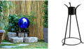 10" Blue Outdoor Glass Gazing Globe with Black Iron Stand Z91953