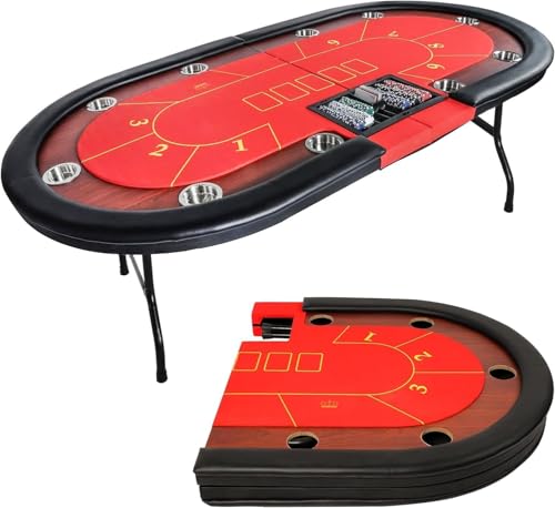 84" Foldable Poker Table with Chips Tray C650547