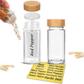 2 Pack 4 oz Clear Square Glass Spice Jars with Bamboo Airtight Lids and Shaker Lids V869