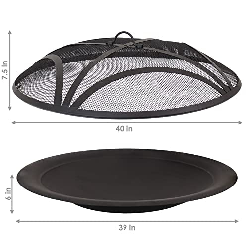 23-Inch Replacement Steel Fire Pit Bowl with Round Spark Screen P33119