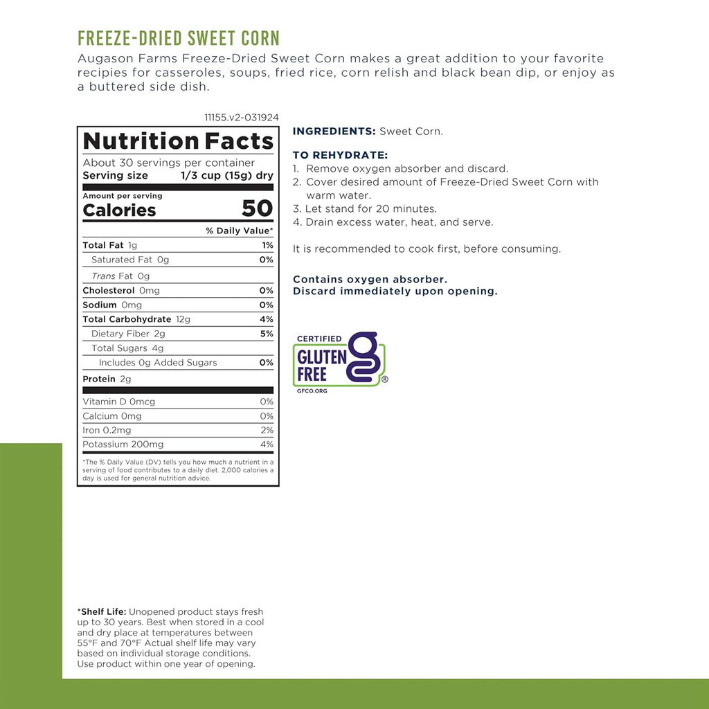 Freeze Dried Sweet Corn 16 oz T82417