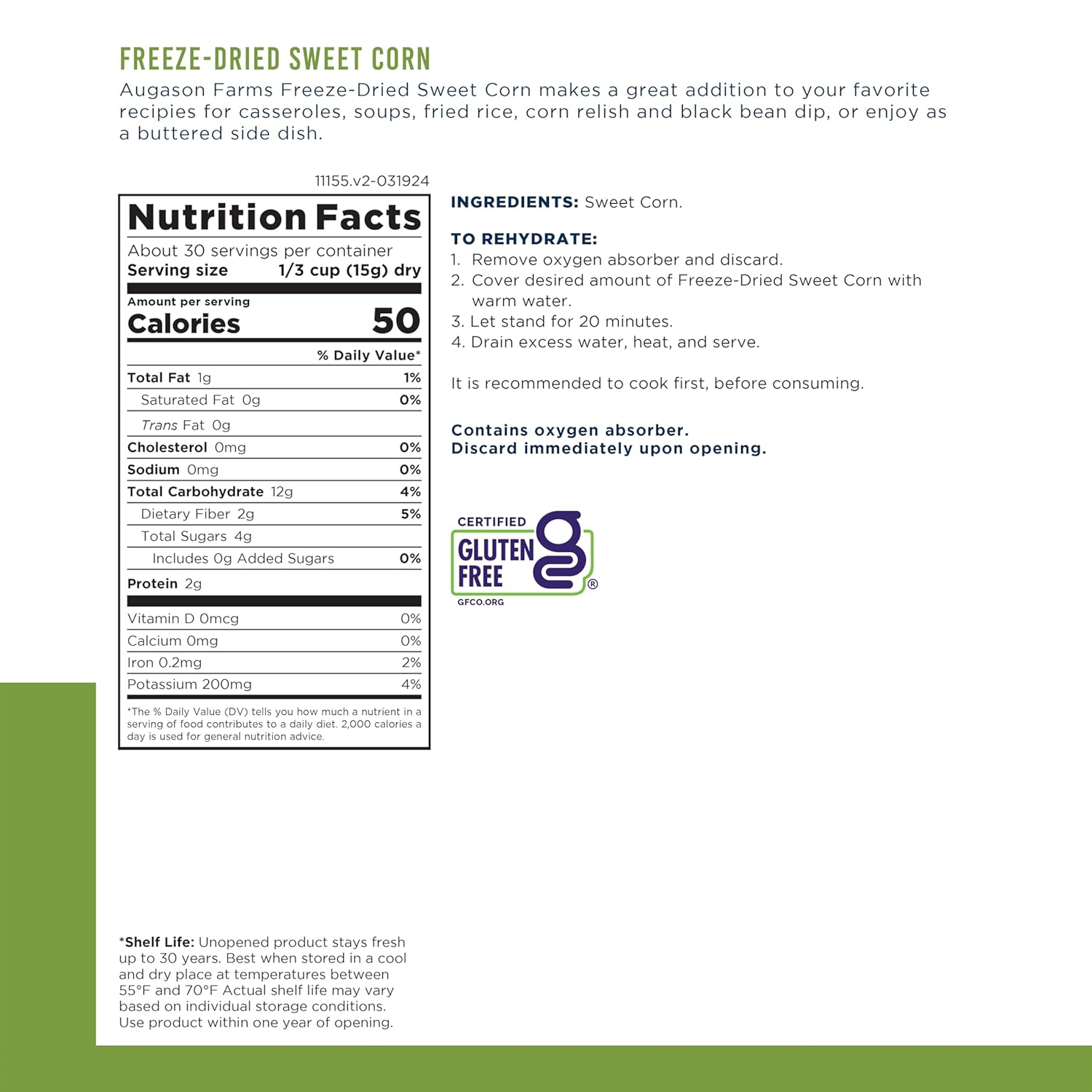 Freeze Dried Sweet Corn 16 oz T82417