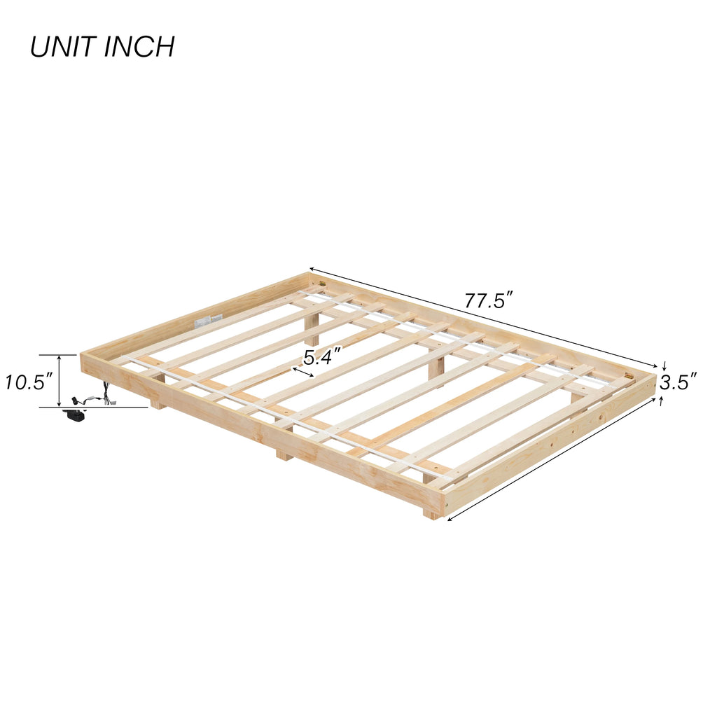 Full Size Low Profile Platform Bed with LED Lights Y3357