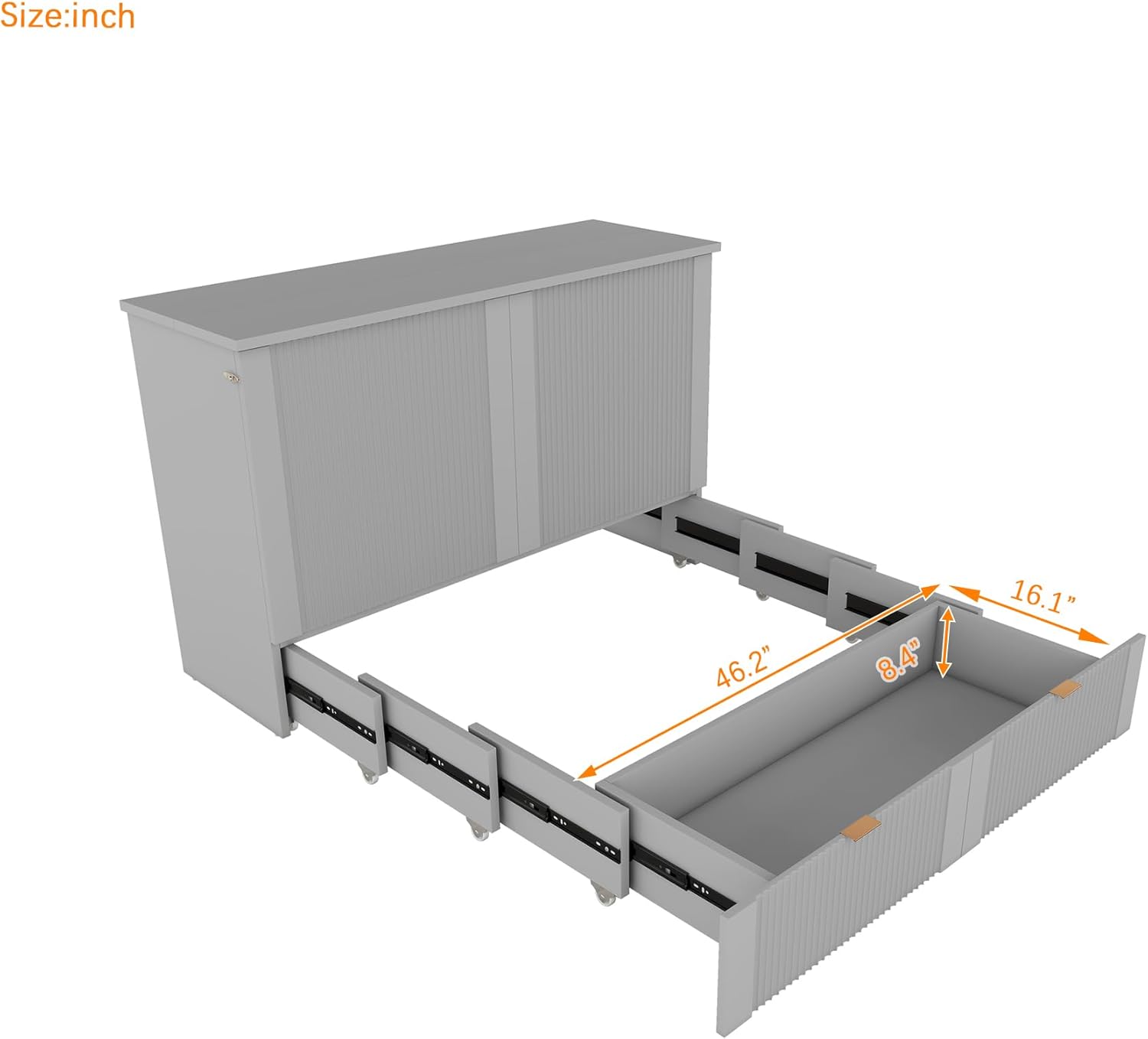 Gray Full Size Murphy Bed with Storage Drawers K368629