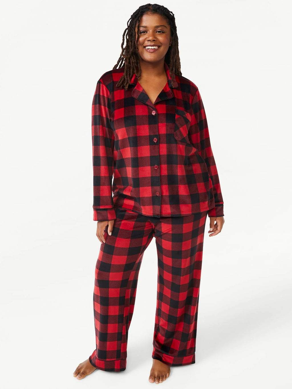 Velour Knit Pajama Set, 2-Piece O871244
