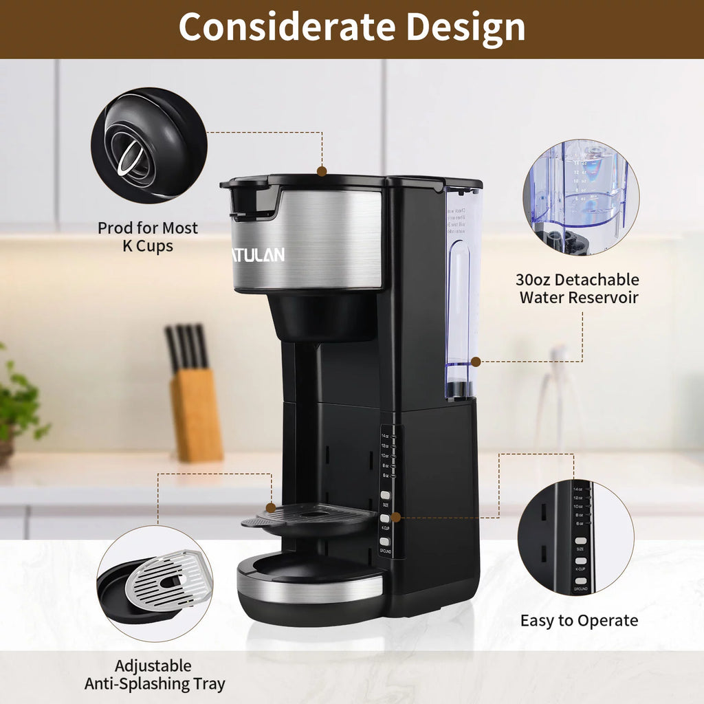 Black Single Serve Coffee Maker with 30 Oz Removable Water Tank P792681
