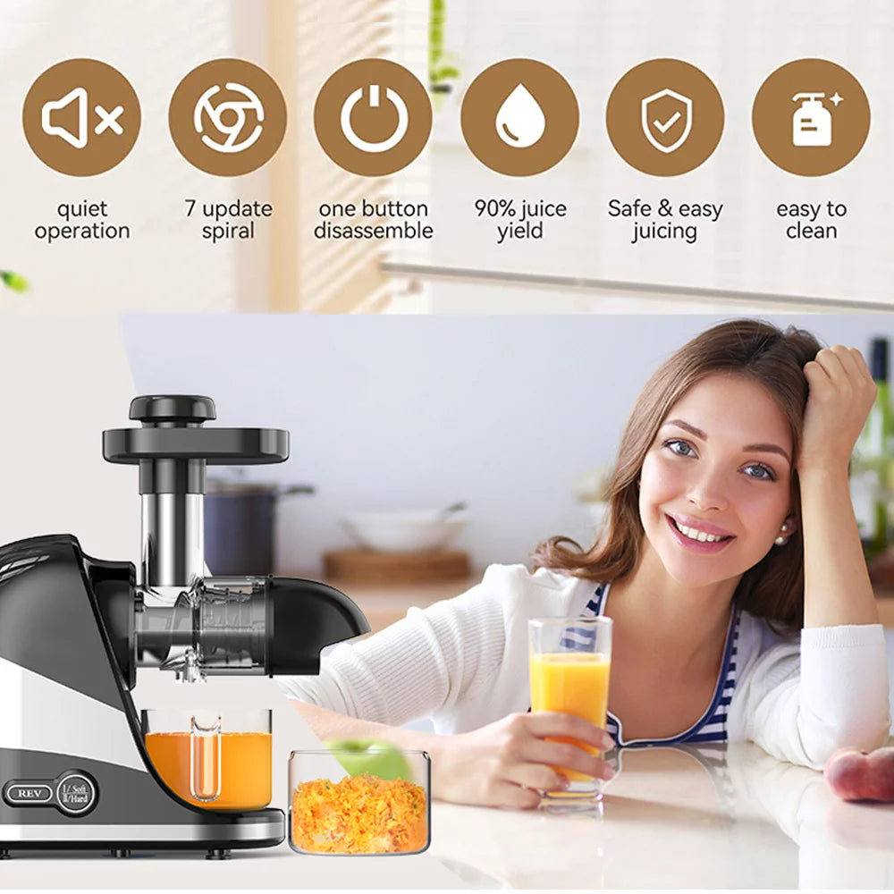 2 Modes Cold Press Masticating Juicer with Quiet Motor E39681