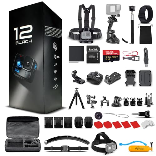 Waterproof Action Camera with 5.3K HDR Video, 27MP Photos, 64GB Card & 50 Piece Accessory Kit D9360