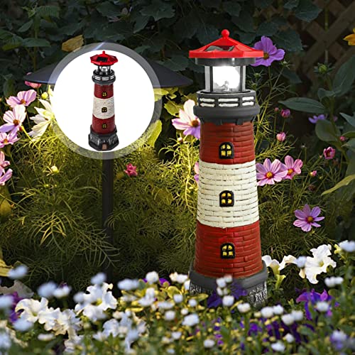 Black Solar Rotating Lighthouse Outdoor Lantern W2831