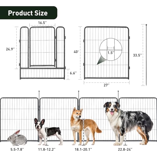 40" Height 16 Panels Foldable Dog Playpen E7331