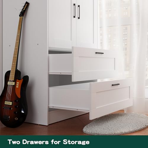 Wood Wardrobe Closet with 2 Doors and Drawers B365437
