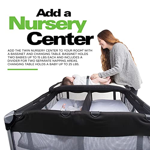 Large Portable Playpen with Mesh Windows and Waterproof Mattress Sheet (Charcoal) D3253