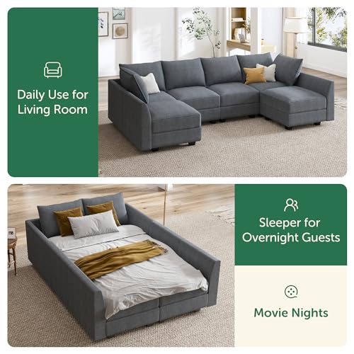 Grey Modular Sectional Sofa with Storage O356