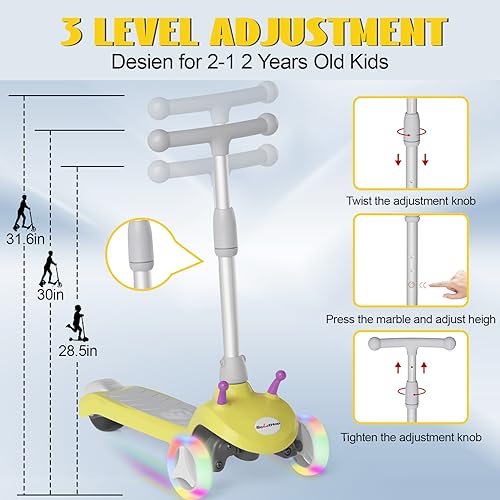3 Wheel Electric Scooter with Flash Wheels and Anti-Slip Deck G28433