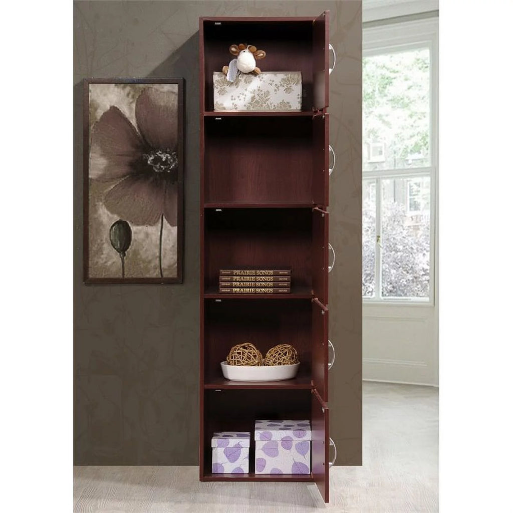 5 Door 5 Shelf Wood Bookcase C655