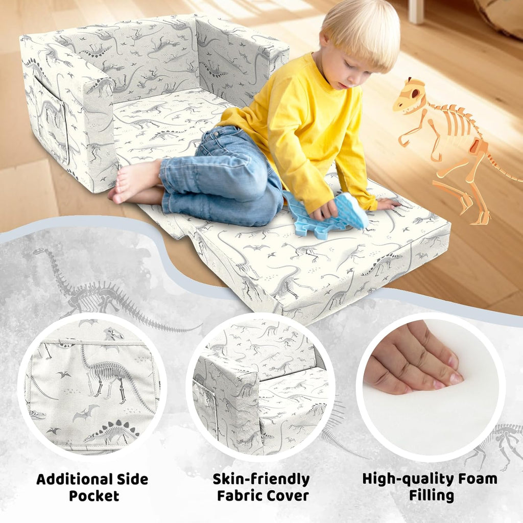 2 Seats Convertible Polyester Kids Sofa with Folding Sleeper S588581