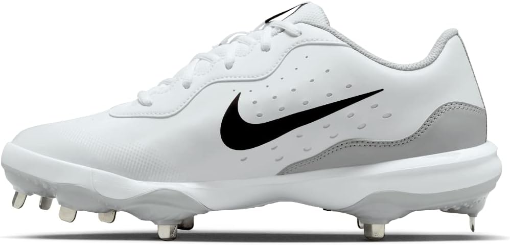 White Gray Size 8 Medium Baseball Cleats D1289