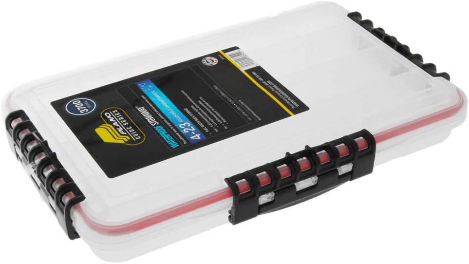 Waterproof Tackle Box, 14" X 9" X 1.875", Clear/Red T211