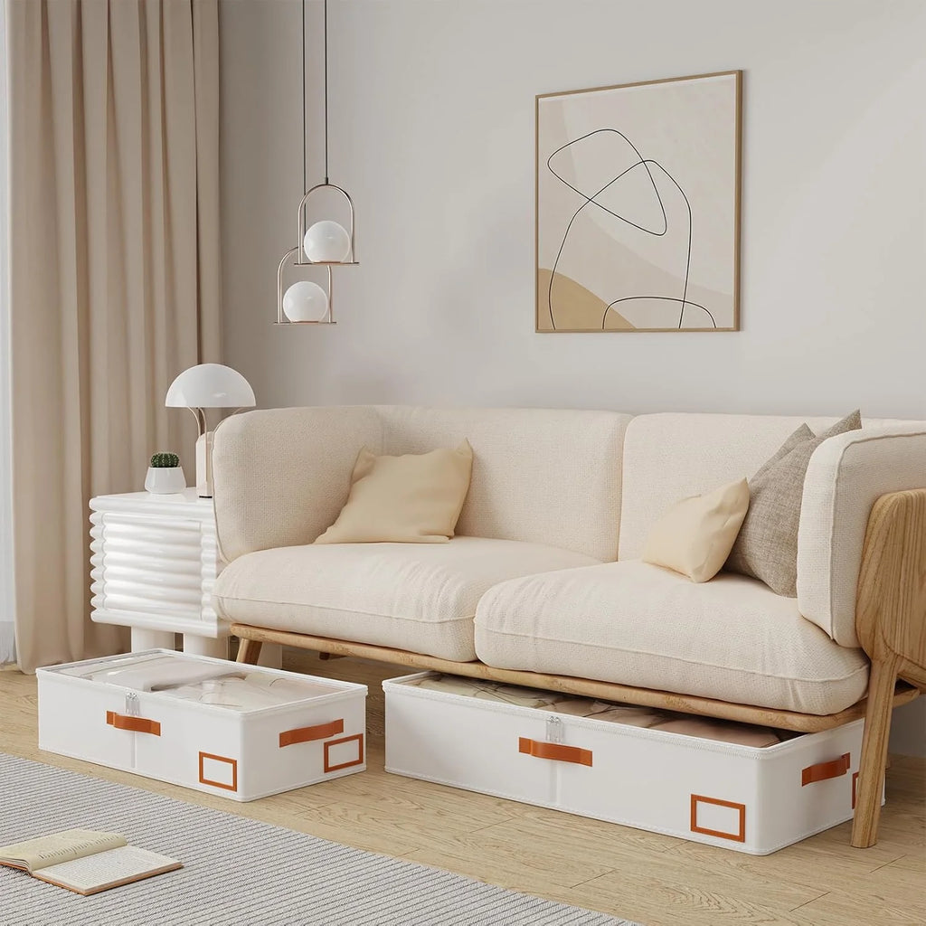 Beige 4 Pack Under Bed Storage Containers with Lids H59306