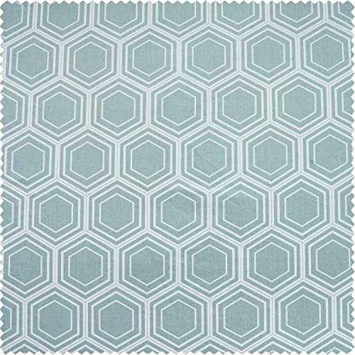 Geometric Printed Cotton Curtains 84 Inches Long (1 Panel) 50W x 84L Honeycomb Aqua Y281