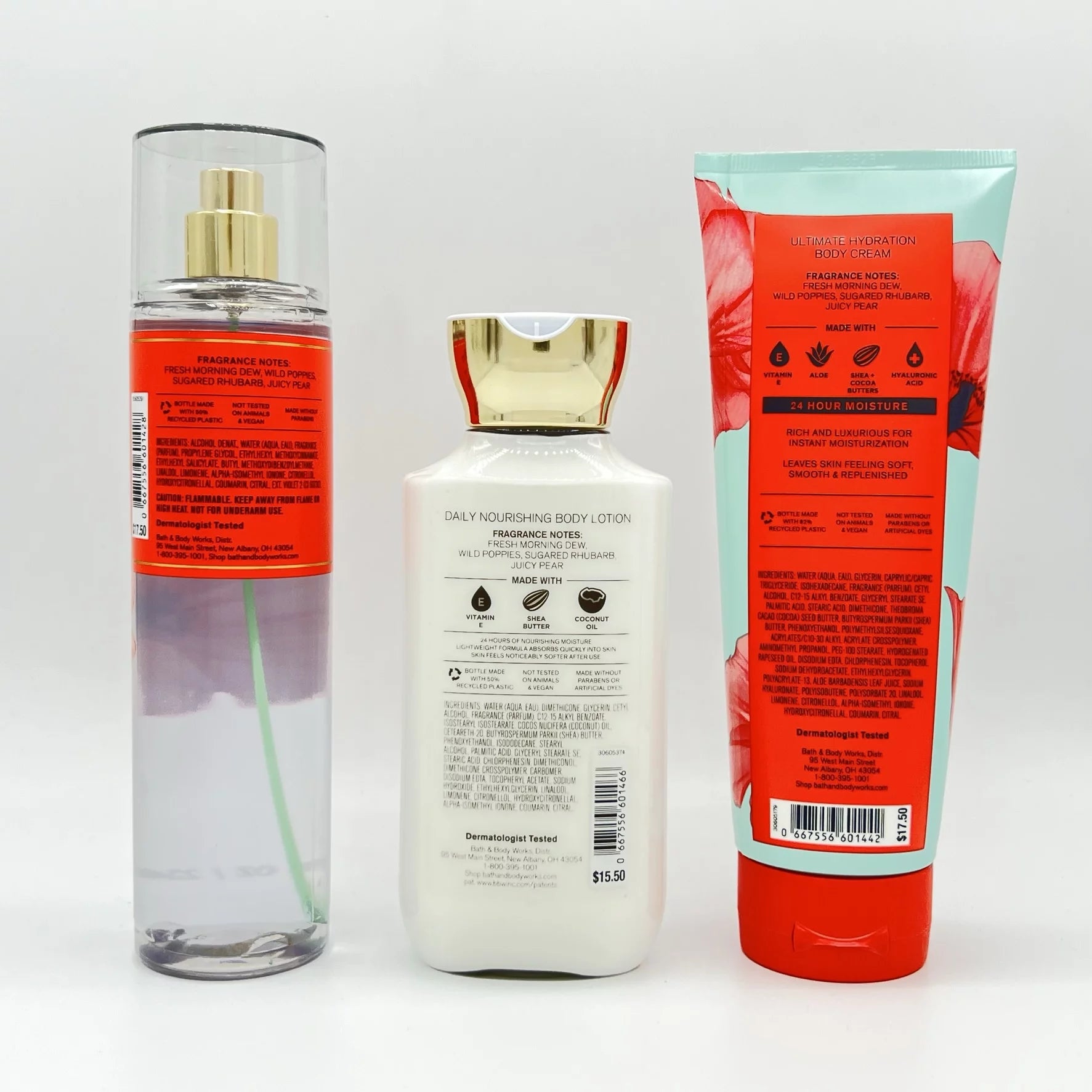 Poppy Fine Fragrance Mist, Body Lotion and Body Cream 3-Piece Bundle K18263