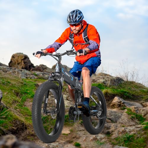 750W 48V 12AH 26" Fat Tire Full Suspension Foldable Electric Bike D7077