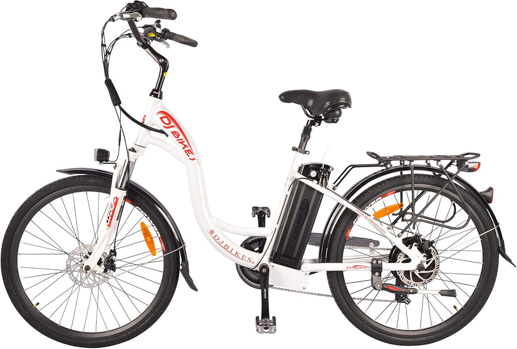 Pearl White 750W 48V 13Ah Step-Thru Electric Bicycle C4359