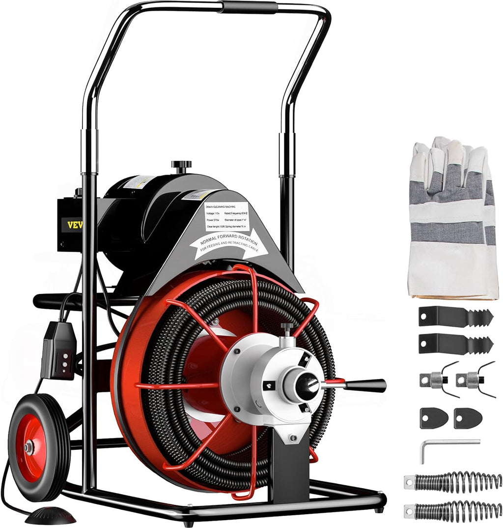100 Ft x 1/2Inch Red Drain Cleaner Machine V876035