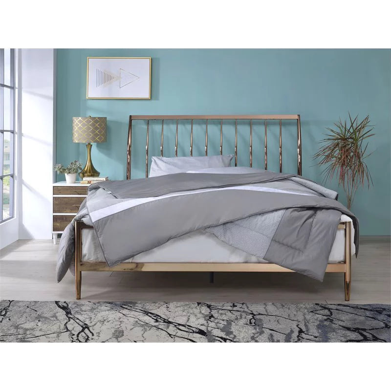 Contemporary Queen Metal Frame Sleigh Bed U46498